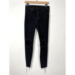 Mother Denim Super Stunner Ankle Fray Jean Womens 29 Black Denim